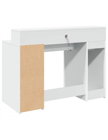 Scrivania con Luci LED Bianca 120x55x91 cm in Truciolato