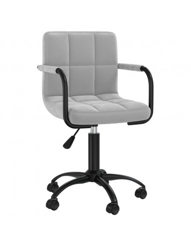 Sedia da Ufficio Girevole Grigio Chiaro in Velluto