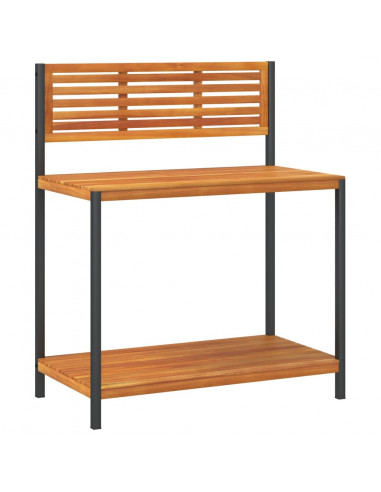 Tavolo da Invasatura 90x50x110 cm in Legno Acacia e Acciaio