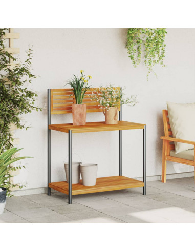 Tavolo da Invasatura 90x50x110 cm in Legno Acacia e Acciaio