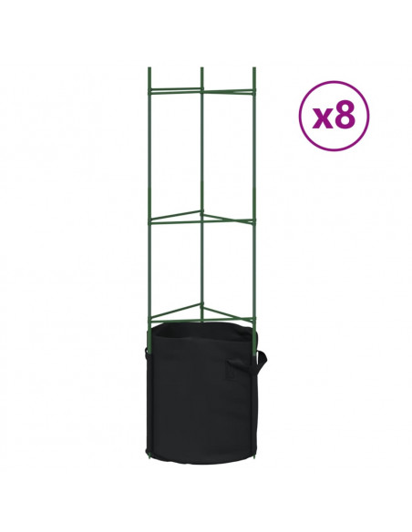 Sostegni Pomodori con Sacchetti Piante 8pz 116 cm Acciaio e PP