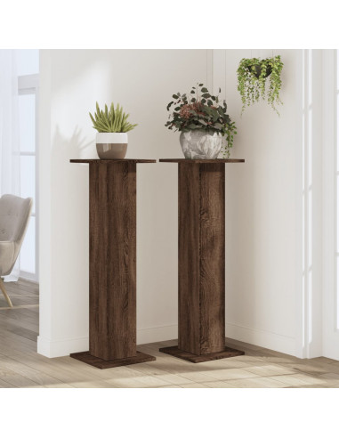 Supporti per Piante 2 pz Rovere Marrone 30x30x95 cm Truciolato