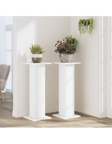 Supporti per Piante 2 pz Bianchi 30x30x80 cm Legno Multistrato