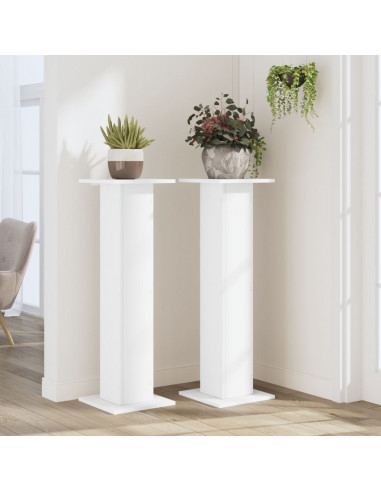 Supporti per Piante 2 pz Bianchi 30x30x95 cm Legno Multistrato