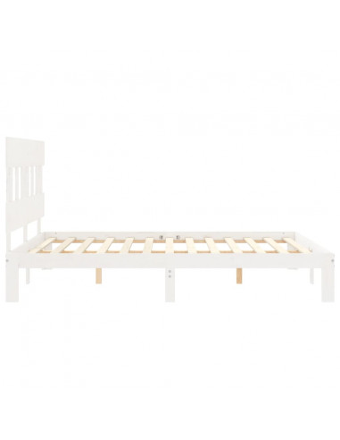 Giroletto con Testiera Bianco 160x200 cm Legno Massello