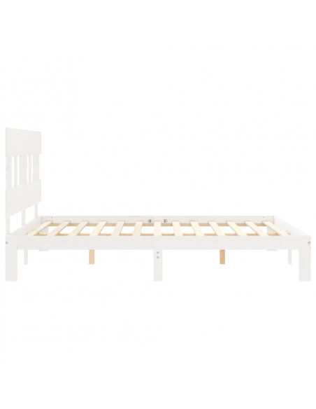 Giroletto con Testiera Bianco 160x200 cm Legno Massello