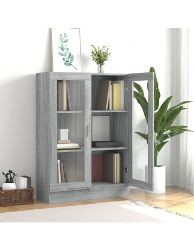 Mobile Vetrina Grigio Sonoma 82,5x30,5x115 cm Legno Multistrato