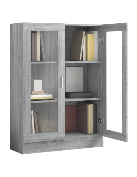 Mobile Vetrina Grigio Sonoma 82,5x30,5x115 cm Legno Multistrato