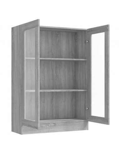 Mobile Vetrina Grigio Sonoma 82,5x30,5x115 cm Legno Multistrato