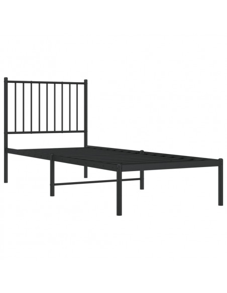 Giroletto con Testiera in Metallo Nero 80x200 cm