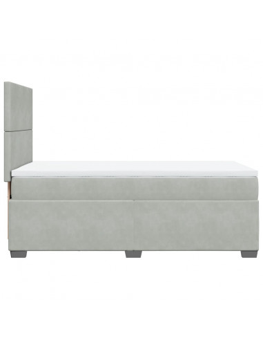 Giroletto a Molle con Materasso Grigio Chiaro 100x200cm Velluto