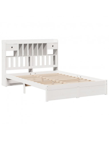 Letto Libreria senza Materasso Bianco 140x190 cm Legno di Pino