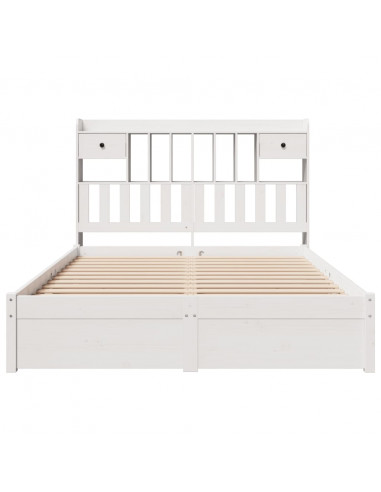 Letto Libreria senza Materasso Bianco 140x190 cm Legno di Pino