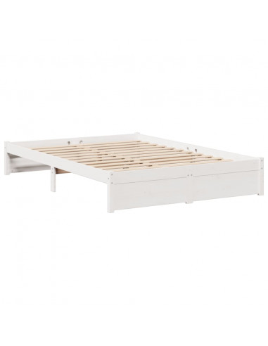 Letto Libreria senza Materasso Bianco 140x190 cm Legno di Pino