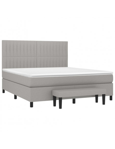Giroletto a Molle con Materasso Grigio Chiaro160x200 cm Tessuto