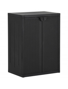 Armadio da Giardino Nero 65x45x88 cm in Rattan PP 2