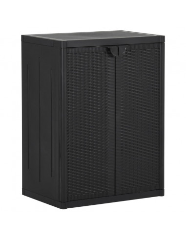Armadio da Giardino Nero 65x45x88 cm in Rattan PP