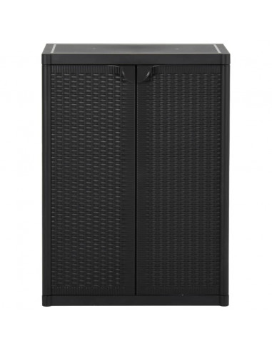 Armadio da Giardino Nero 65x45x88 cm in Rattan PP