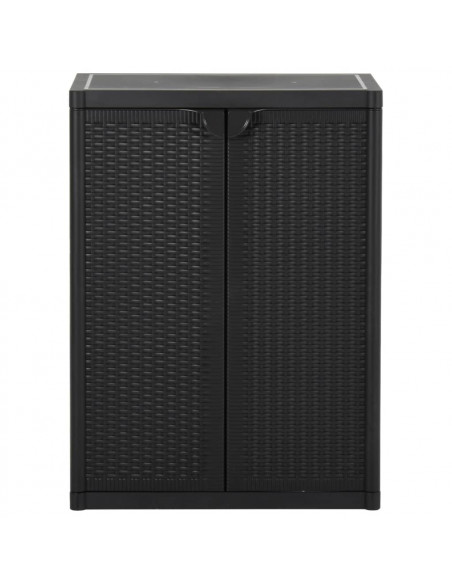 Armadio da Giardino Nero 65x45x88 cm in Rattan PP