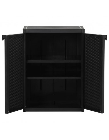 Armadio da Giardino Nero 65x45x88 cm in Rattan PP