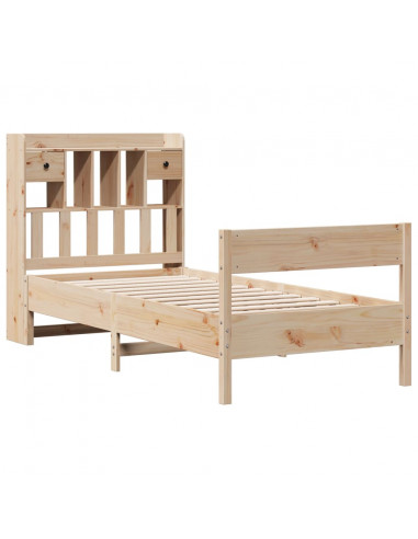 Letto Libreria senza Materasso 90x190 cm Legno Massello Pino