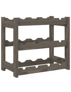 Portabottiglie per 12 Bottiglie Grigio Legno Massello di Pino 2