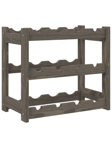 Portabottiglie per 12 Bottiglie Grigio Legno Massello di Pino