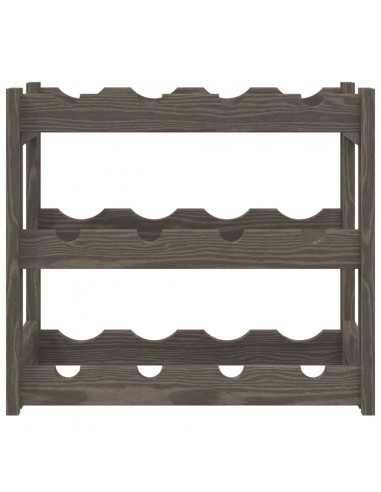 Portabottiglie per 12 Bottiglie Grigio Legno Massello di Pino