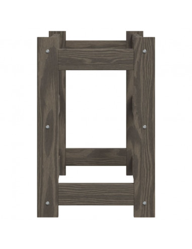 Portabottiglie per 12 Bottiglie Grigio Legno Massello di Pino