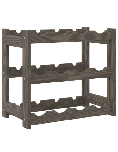 Portabottiglie per 12 Bottiglie Grigio Legno Massello di Pino