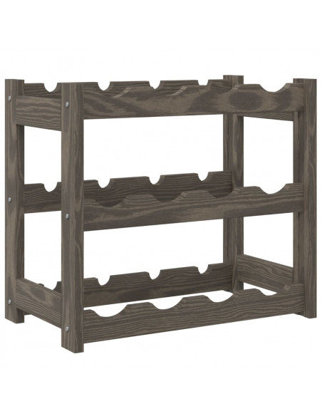 Portabottiglie per 12 Bottiglie Grigio Legno Massello di Pino