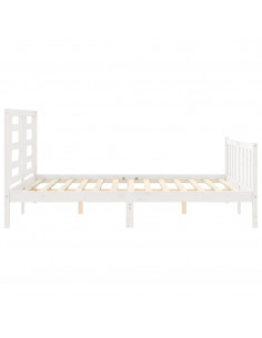 Giroletto con Testiera Bianco 160x200 cm Legno Massello 2