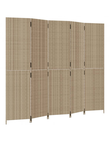 Divisorio per Ambienti a 5 Pannelli Beige in Polyrattan