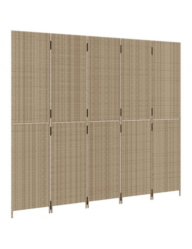 Divisorio per Ambienti a 5 Pannelli Beige in Polyrattan