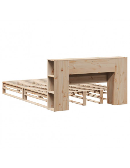 Letto Libreria senza Materasso 140x190 cm in Legno Massello