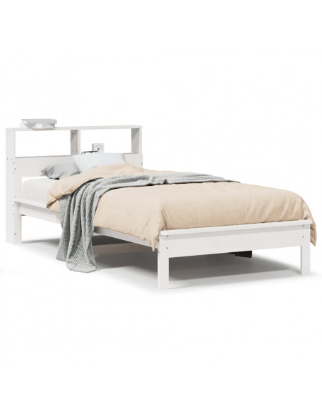 Letto Libreria senza Materasso Bianco 100x200 cm Legno di Pino