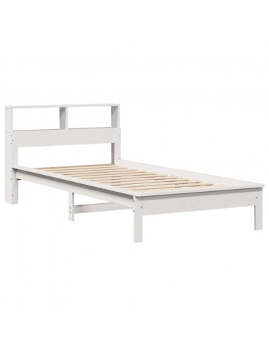 Letto Libreria senza Materasso Bianco 100x200 cm Legno di Pino