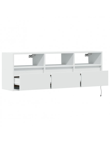 Mobile TV a Parete con Luci LED Bianco 130x31x45 cm