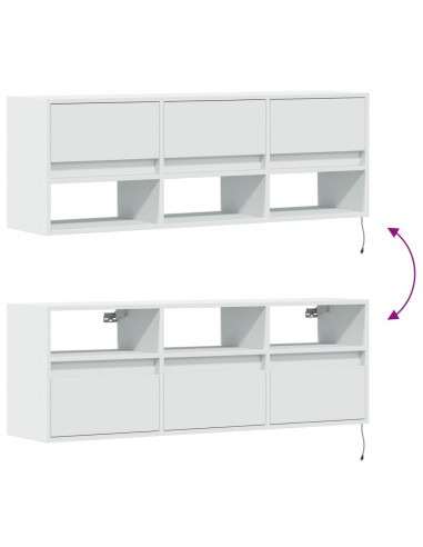 Mobile TV a Parete con Luci LED Bianco 130x31x45 cm