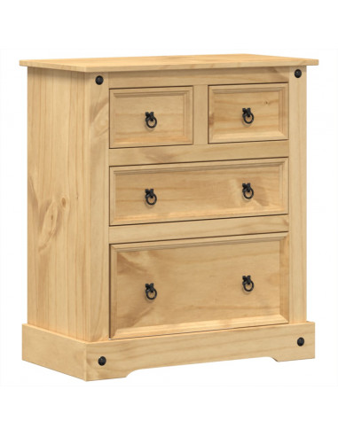 Cassettiera Corona 80x43x91 cm in Legno Massello di Pino