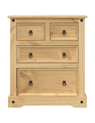 Cassettiera Corona 80x43x91 cm in Legno Massello di Pino