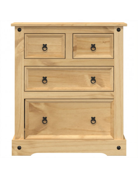 Cassettiera Corona 80x43x91 cm in Legno Massello di Pino