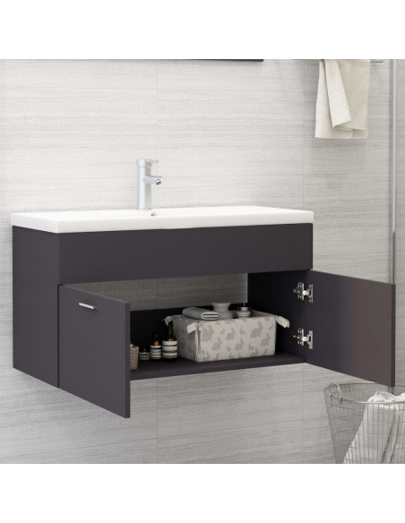 Mobile Sottolavabo Grigio 90x38,5x46 cm in Legno Multistrato