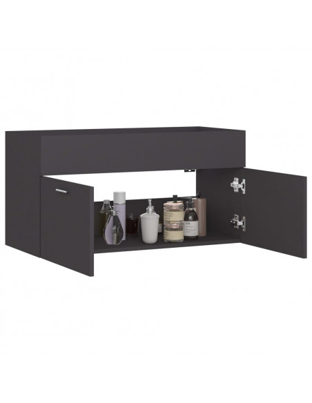 Mobile Sottolavabo Grigio 90x38,5x46 cm in Legno Multistrato