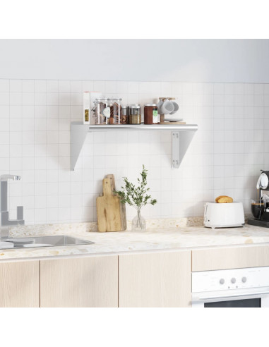 Mensola a Muro 75x30x31 cm Argento in Acciaio Inossidabile