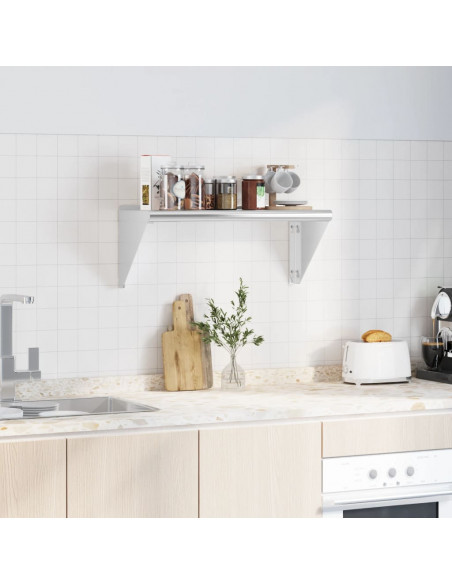 Mensola a Muro 75x30x31 cm Argento in Acciaio Inossidabile
