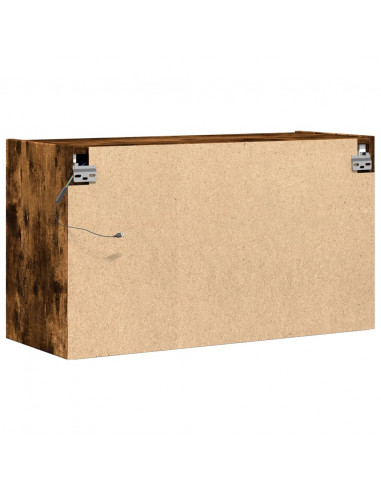 Mobile TV a Parete con Luci LED Rovere Fumo 80x31x45 cm