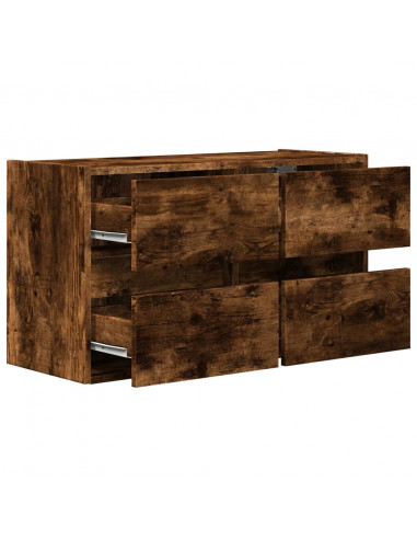 Mobile TV a Parete con Luci LED Rovere Fumo 80x31x45 cm