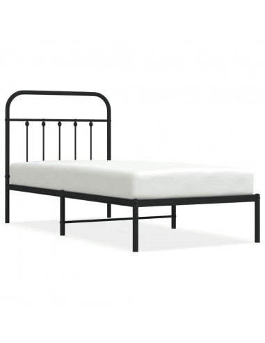 Giroletto con Testiera in Metallo Nero 90x200 cm