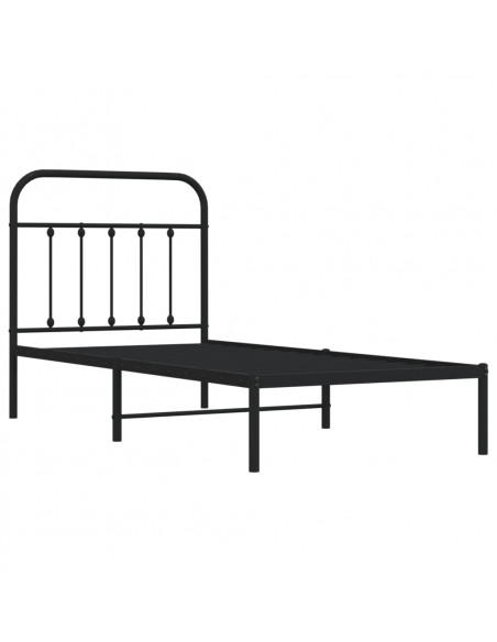 Giroletto con Testiera in Metallo Nero 90x200 cm